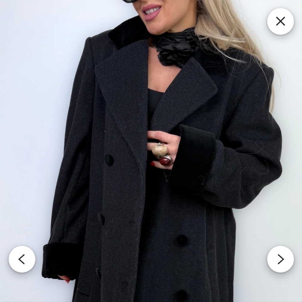 Liz Claiborne Black Double-Breasted Wool Coat
